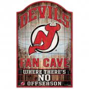 New Jersey Devils 11 x 17 Wood Fan Cave Sign