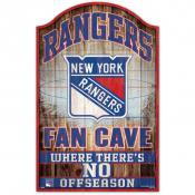 New York Rangers 11 x 17 Wood Fan Cave Sign