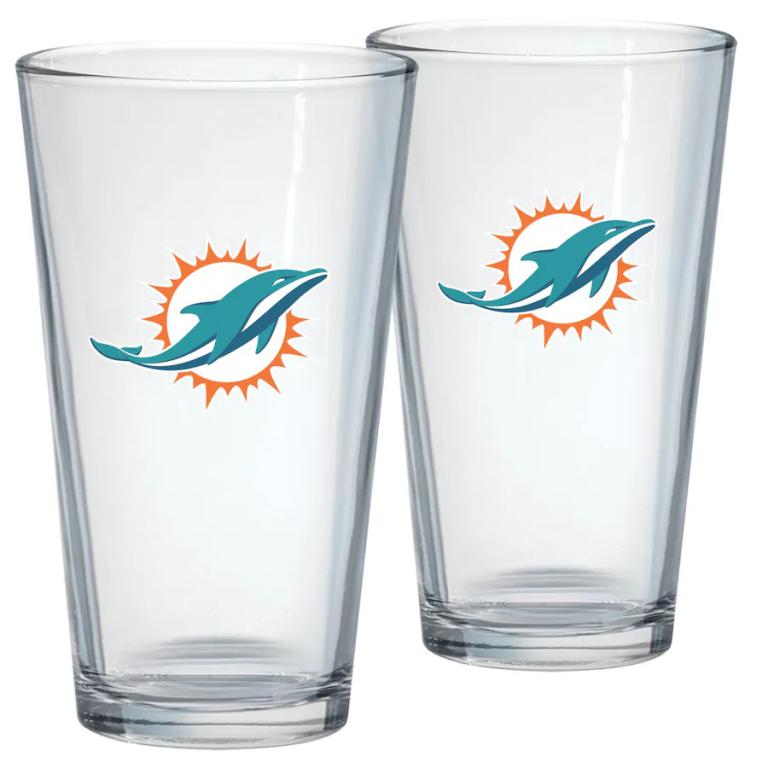 Miami Dolphins 2 pack 16oz Mixing Glasses