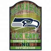 Seattle Seahawks 11 x 17 Wood Fan Cave Sign